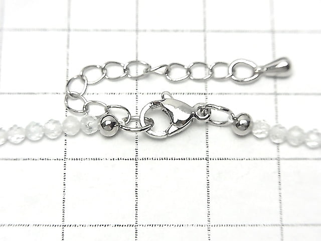 [Video] High Quality! Natural White Topaz AA++ Faceted Round 2mm Necklace