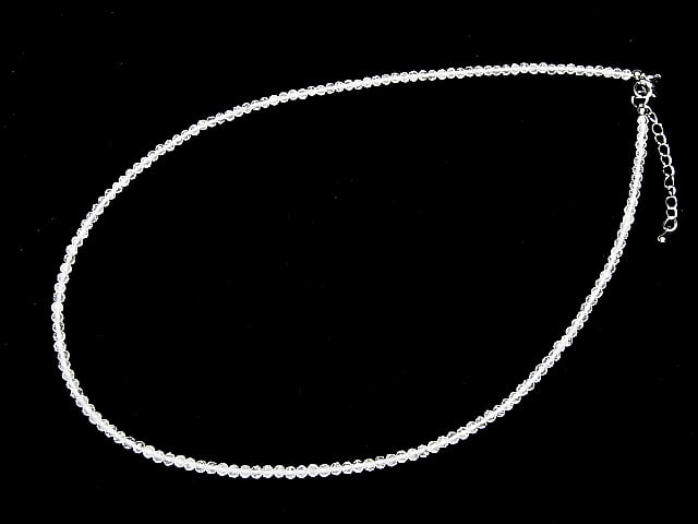 [Video] High Quality! Natural White Topaz AA++ Faceted Round 2mm Necklace