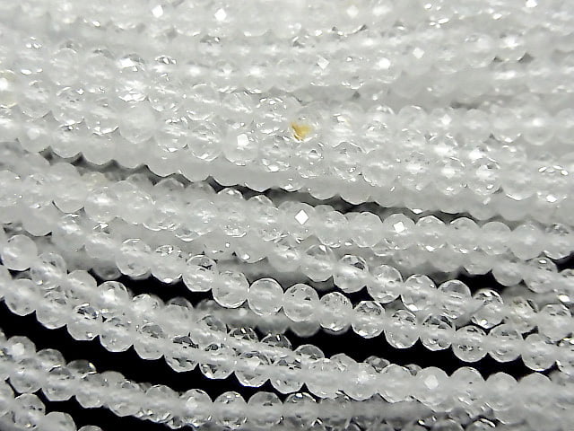 [Video] High Quality! Natural White Topaz AA++ Faceted Round 2mm Necklace