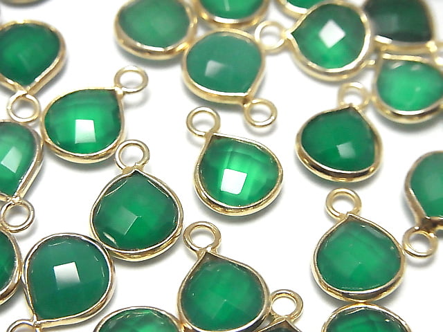 [Video] High Quality Green Onyx AAA Bezel Setting Chestnut Shape 9x9x4mm 18KGP 3pcs $7.79