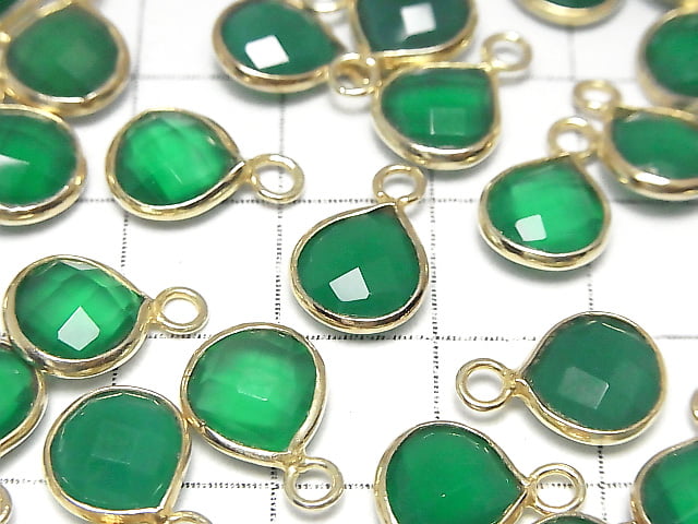 [Video] High Quality Green Onyx AAA Bezel Setting Chestnut Shape 9x9x4mm 18KGP 3pcs $7.79