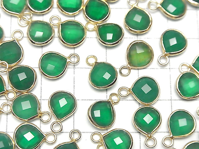 [Video] High Quality Green Onyx AAA Bezel Setting Chestnut Shape 9x9x4mm 18KGP 3pcs $7.79