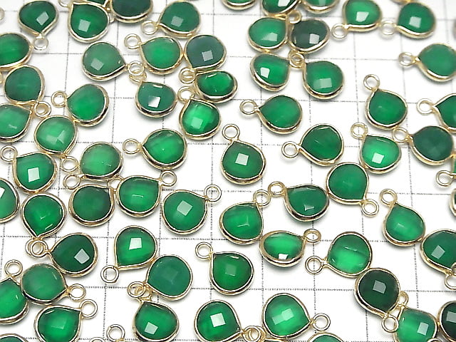 [Video] High Quality Green Onyx AAA Bezel Setting Chestnut Shape 9x9x4mm 18KGP 3pcs $7.79