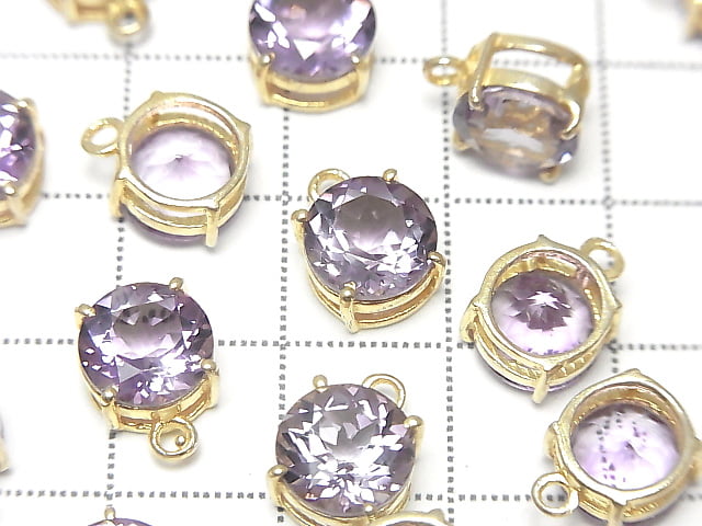 [Video]High Quality Amethyst AAA Bezel Setting Round Faceted 8x8mm 18KGP 1pc