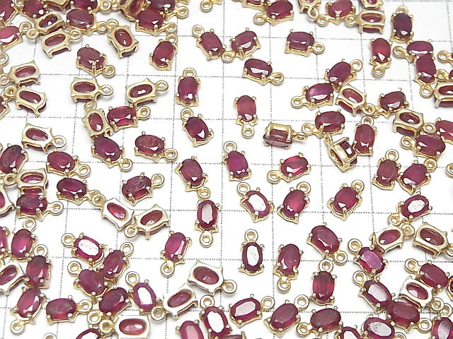 [Video]High Quality Ruby AA++ Bezel Setting Oval Faceted 6x5mm 18KGP 2pcs