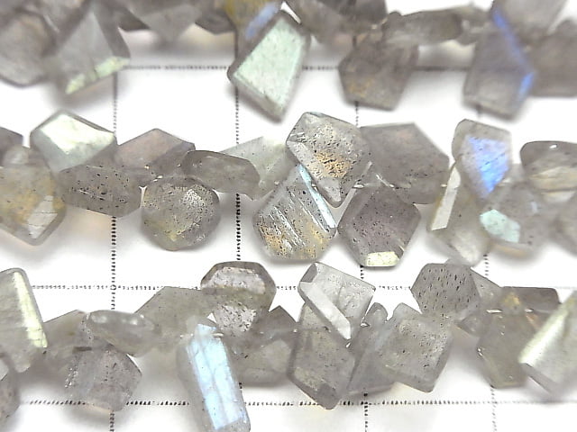 [Video]Labradorite AA++ Rough Slice Faceted half or 1strand beads (aprx.7inch/18cm)