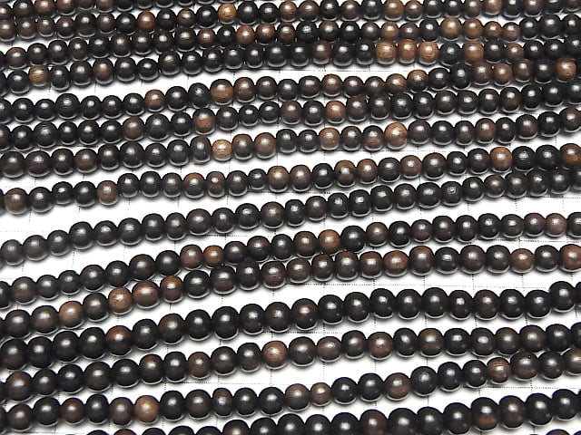 Ebony Wood  Semi Round 5mm 1strand beads (aprx.15inch/38cm)