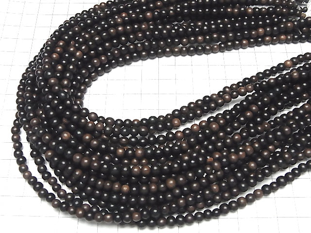 Ebony Wood  Semi Round 5mm 1strand beads (aprx.15inch/38cm)
