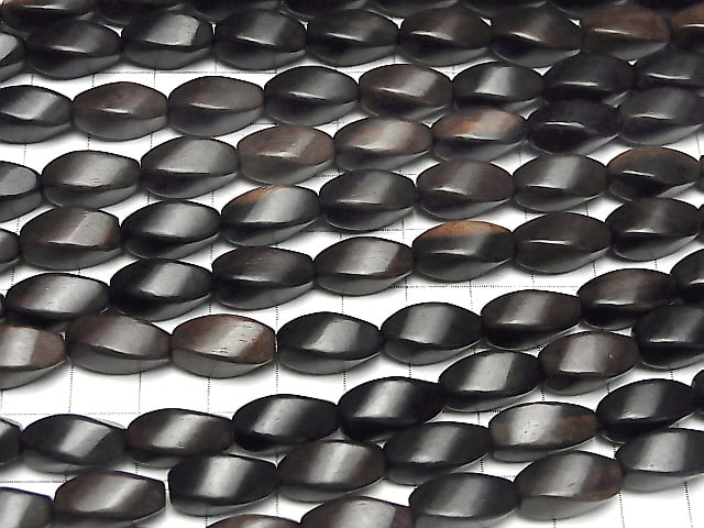 Ebony Wood  4Faceted Twist Faceted Rice 15x8x8mm 1strand beads (aprx.15inch/38cm)