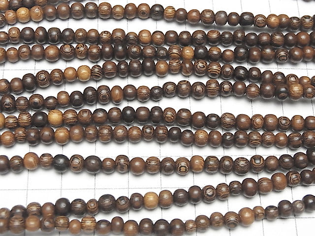 Wood Beads  Semi Round 5mm 1strand beads (aprx.15inch/38cm)