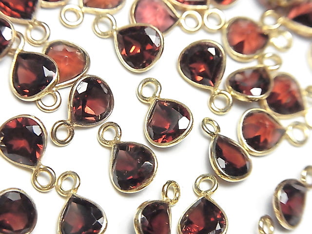 [Video]High Quality Mozambique Garnet AAA Bezel Setting Chestnut Faceted 7x7mm 18KGP 3pcs