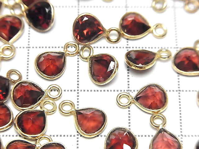 [Video]High Quality Mozambique Garnet AAA Bezel Setting Chestnut Faceted 7x7mm 18KGP 3pcs