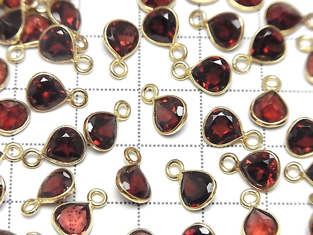 [Video]High Quality Mozambique Garnet AAA Bezel Setting Chestnut Faceted 7x7mm 18KGP 3pcs