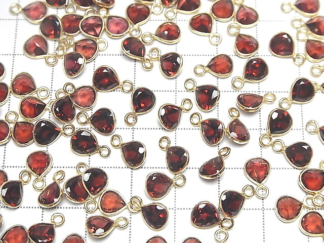 [Video]High Quality Mozambique Garnet AAA Bezel Setting Chestnut Faceted 7x7mm 18KGP 3pcs