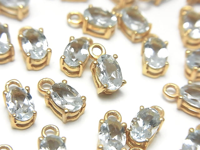 [Video] High Quality Aquamarine AAA Bezel Setting Oval Faceted 6x4mm 18KGP 2pcs