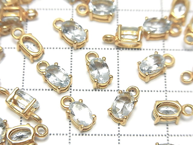 [Video] High Quality Aquamarine AAA Bezel Setting Oval Faceted 6x4mm 18KGP 2pcs