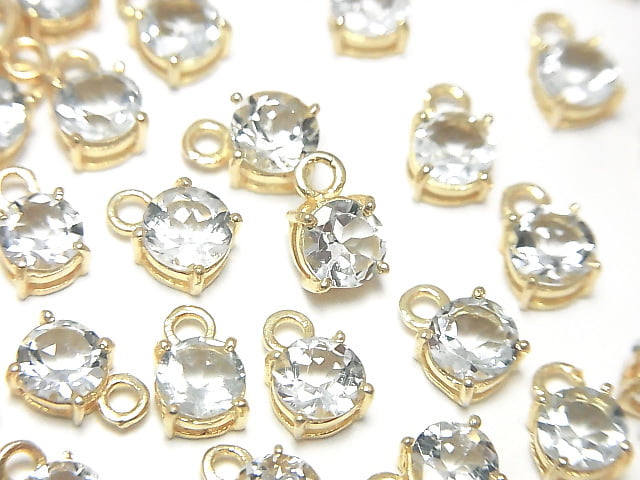 [Video] High Quality Aquamarine AAA Bezel Setting Round Faceted 5x5mm 18KGP 2pcs