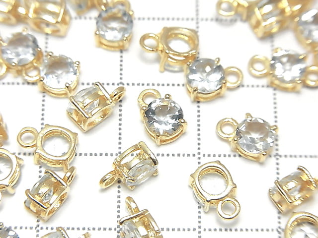 [Video] High Quality Aquamarine AAA Bezel Setting Round Faceted 5x5mm 18KGP 2pcs