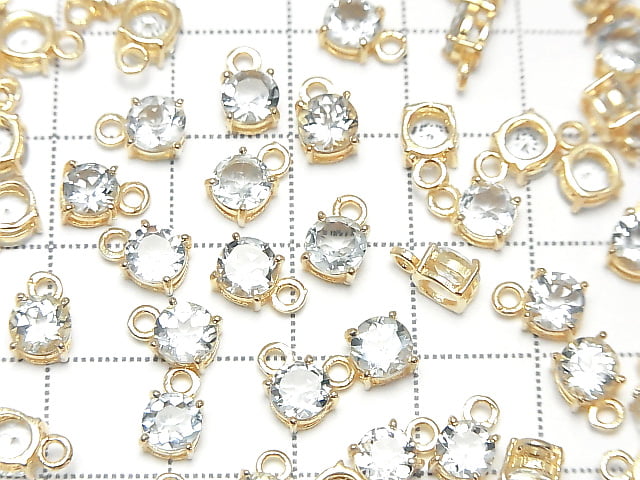 [Video] High Quality Aquamarine AAA Bezel Setting Round Faceted 5x5mm 18KGP 2pcs