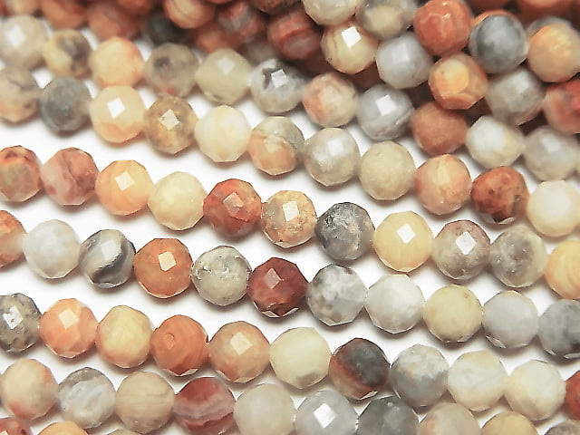 [Video] Crazy lace agate 32 Faceted Round 4 mm 1 strand beads (aprx.15 inch / 38 cm)