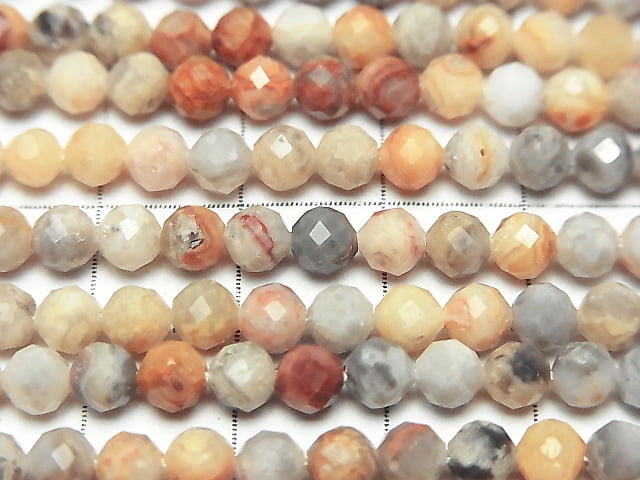[Video] Crazy lace agate 32 Faceted Round 4 mm 1 strand beads (aprx.15 inch / 38 cm)