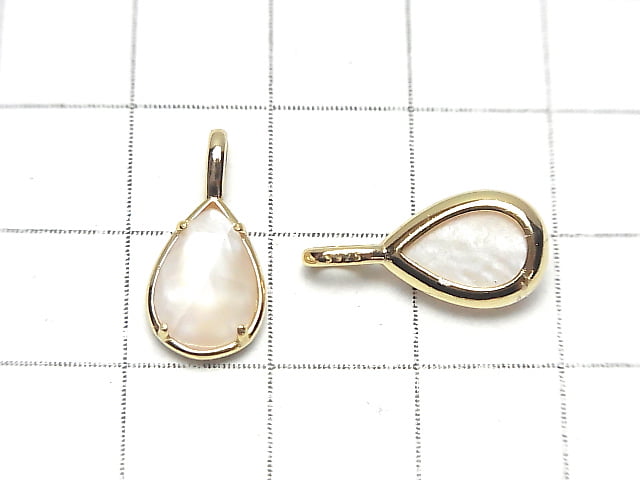 [Video] Pink Shell x Crystal AAA Bezel Setting Faceted Pear Shape 12x8mm 18KGP 1pc
