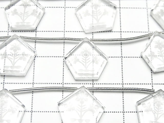 [Video] Crystal AAA Carved Flat Pentagon 1strand (5pcs )