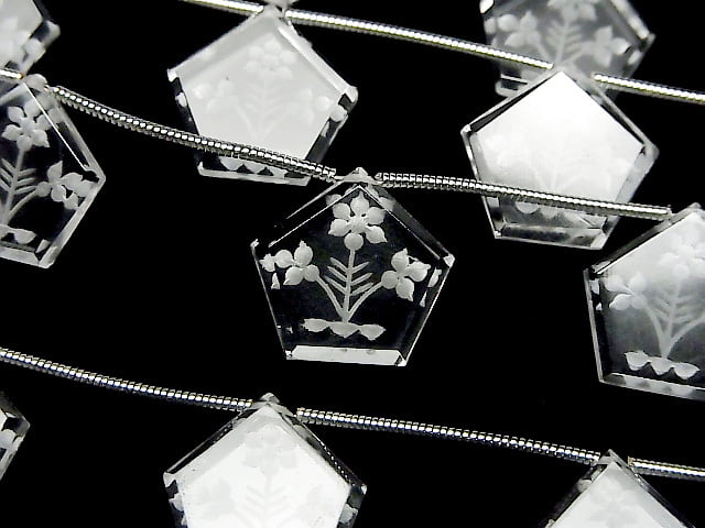 [Video] Crystal AAA Carved Flat Pentagon 1strand (5pcs )