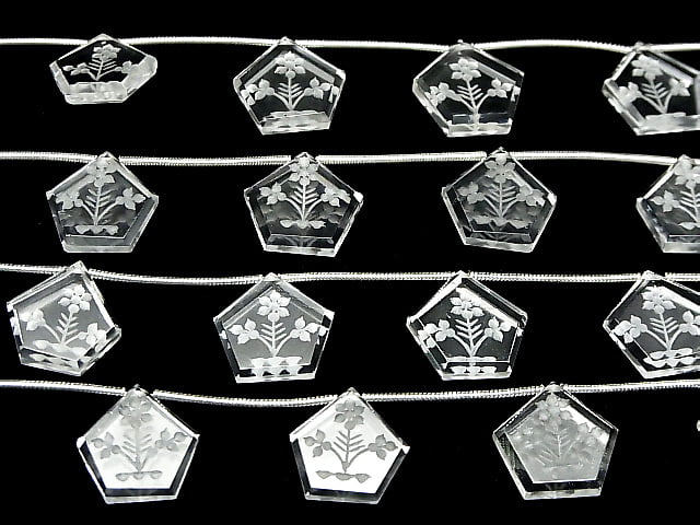 [Video] Crystal AAA Carved Flat Pentagon 1strand (5pcs )