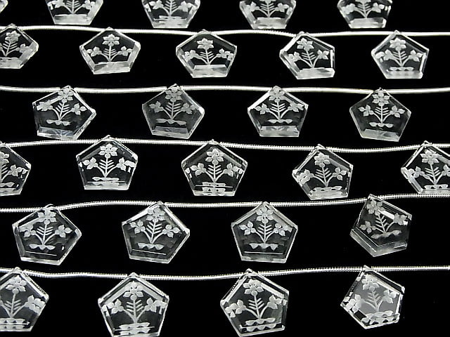 [Video] Crystal AAA Carved Flat Pentagon 1strand (5pcs )