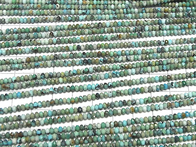 [Video] High Quality! Turquoise AA Faceted Button Rondelle 3x3x2mm 1strand beads (aprx.15inch / 37cm)