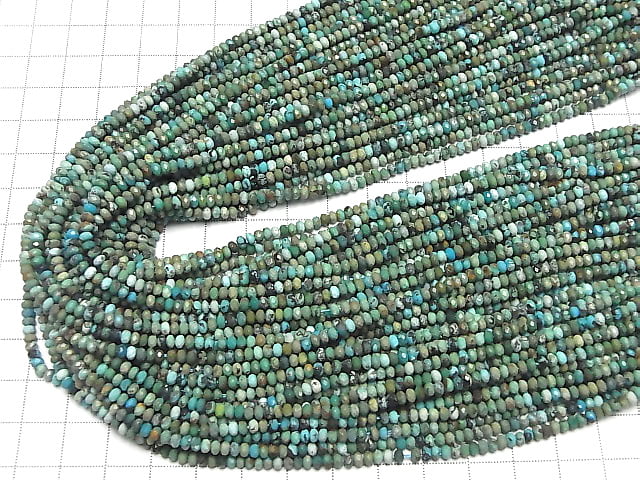 [Video] High Quality! Turquoise AA Faceted Button Rondelle 3x3x2mm 1strand beads (aprx.15inch / 37cm)