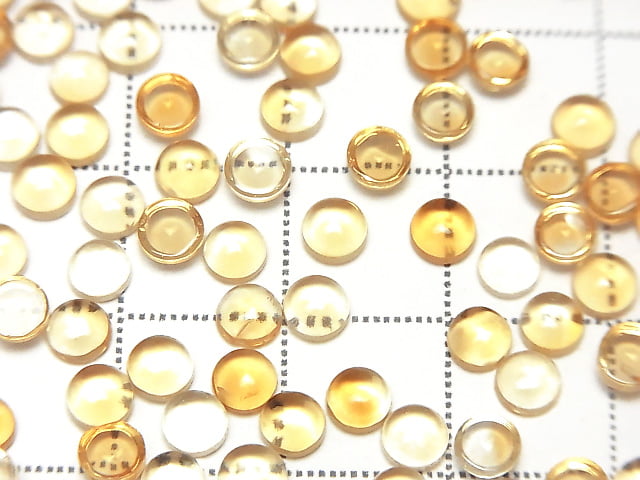 [Video]High Quality Citrine AAA Round Cabochon 4x4mm 10pcs
