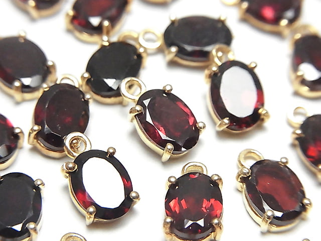 [Video]High Quality Mozambique Garnet AAA Bezel Setting Oval Faceted 8x6mm 18KGP 2pcs