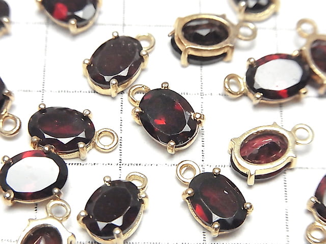 [Video]High Quality Mozambique Garnet AAA Bezel Setting Oval Faceted 8x6mm 18KGP 2pcs