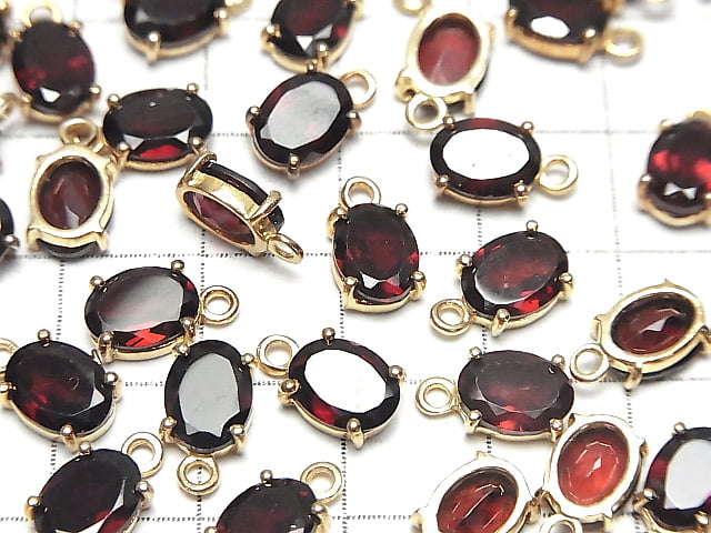 [Video]High Quality Mozambique Garnet AAA Bezel Setting Oval Faceted 8x6mm 18KGP 2pcs