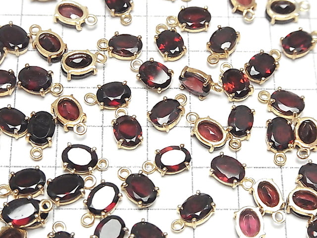 [Video]High Quality Mozambique Garnet AAA Bezel Setting Oval Faceted 8x6mm 18KGP 2pcs