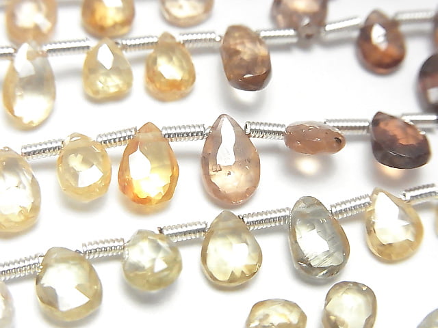 [Video]High Quality Natural Multi-Color Zircon AAA Pear Shape Faceted Briolette 1strand beads (aprx.7inch/17cm)