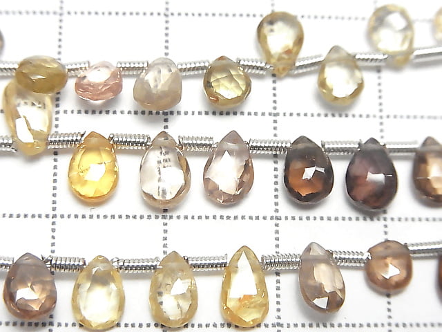 [Video]High Quality Natural Multi-Color Zircon AAA Pear Shape Faceted Briolette 1strand beads (aprx.7inch/17cm)