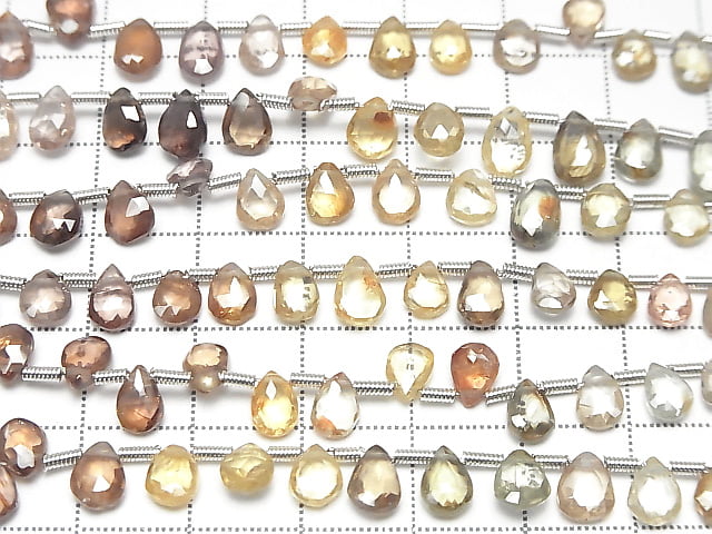 [Video]High Quality Natural Multi-Color Zircon AAA Pear Shape Faceted Briolette 1strand beads (aprx.7inch/17cm)