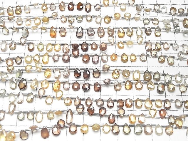 [Video]High Quality Natural Multi-Color Zircon AAA Pear Shape Faceted Briolette 1strand beads (aprx.7inch/17cm)