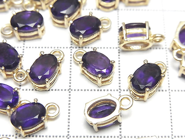 [Video] High Quality Amethyst AAA Bezel Setting Oval Faceted 7x5mm 18KGP 2pcs