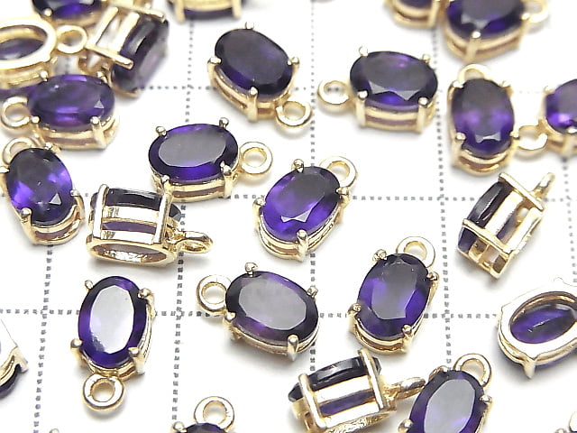 [Video] High Quality Amethyst AAA Bezel Setting Oval Faceted 7x5mm 18KGP 2pcs