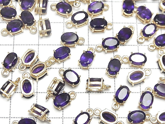 [Video] High Quality Amethyst AAA Bezel Setting Oval Faceted 7x5mm 18KGP 2pcs