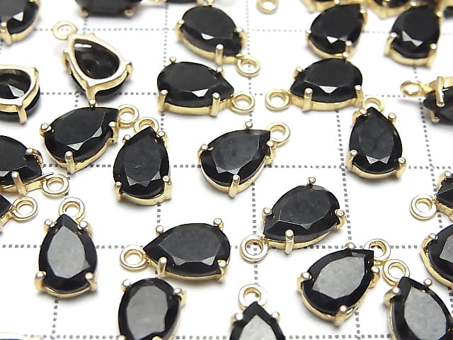 [Video]High Quality Black Spinel AAA Bezel Setting Pear shape Faceted 9x6mm 18KGP 2pcs