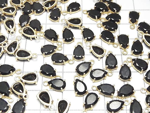 [Video]High Quality Black Spinel AAA Bezel Setting Pear shape Faceted 9x6mm 18KGP 2pcs