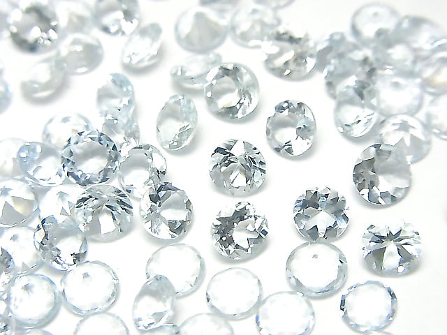 [Video] High Quality Aquamarine AAA Undrilled Round Faceted 5x5mm 2pcs