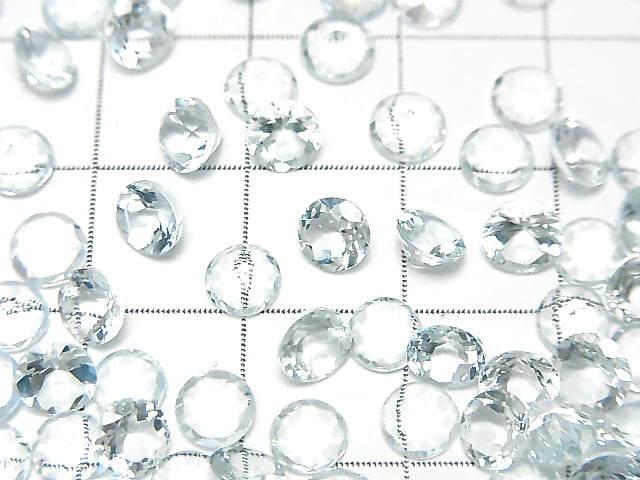 [Video] High Quality Aquamarine AAA Undrilled Round Faceted 5x5mm 2pcs