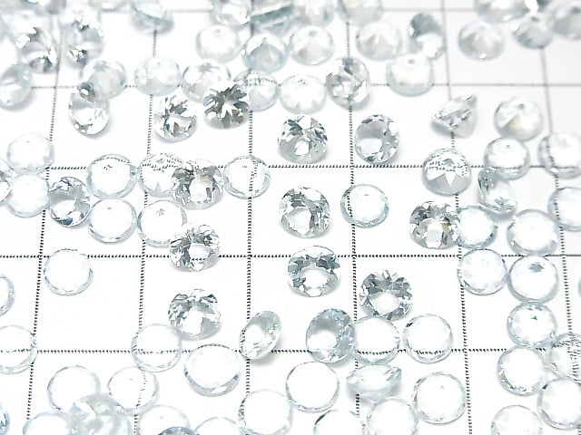 [Video] High Quality Aquamarine AAA Undrilled Round Faceted 5x5mm 2pcs