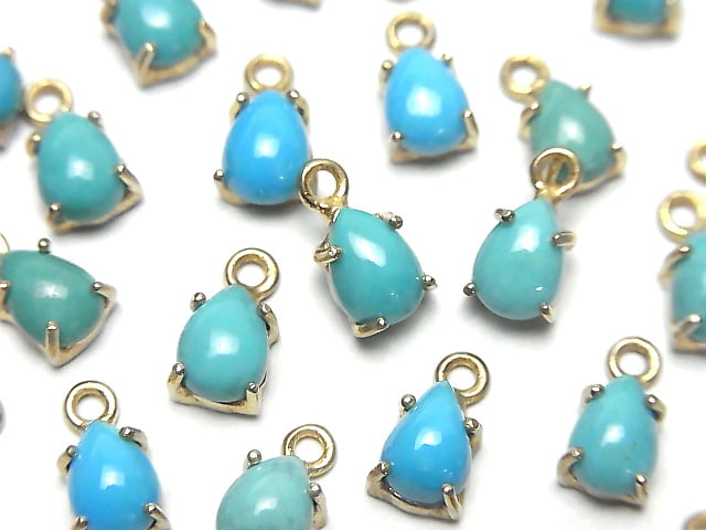 [Video] Kingman Turquoise AAA Bezel Setting Pear shape 7x5mm 18KGP 2pcs